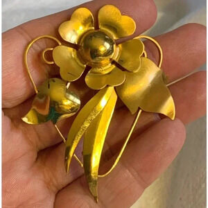 VTG Sterling Silver w/ Gold Overlay 1940’s floral pin/ brooch signed TRUART Arts